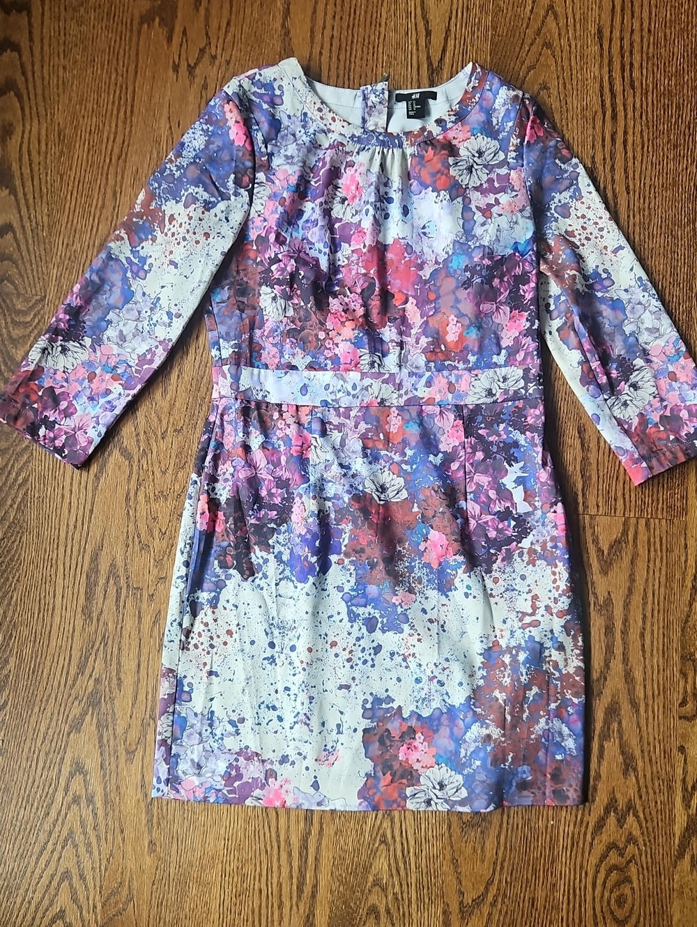H&M Womans Floral Watercolor Dress - Purple & Pink